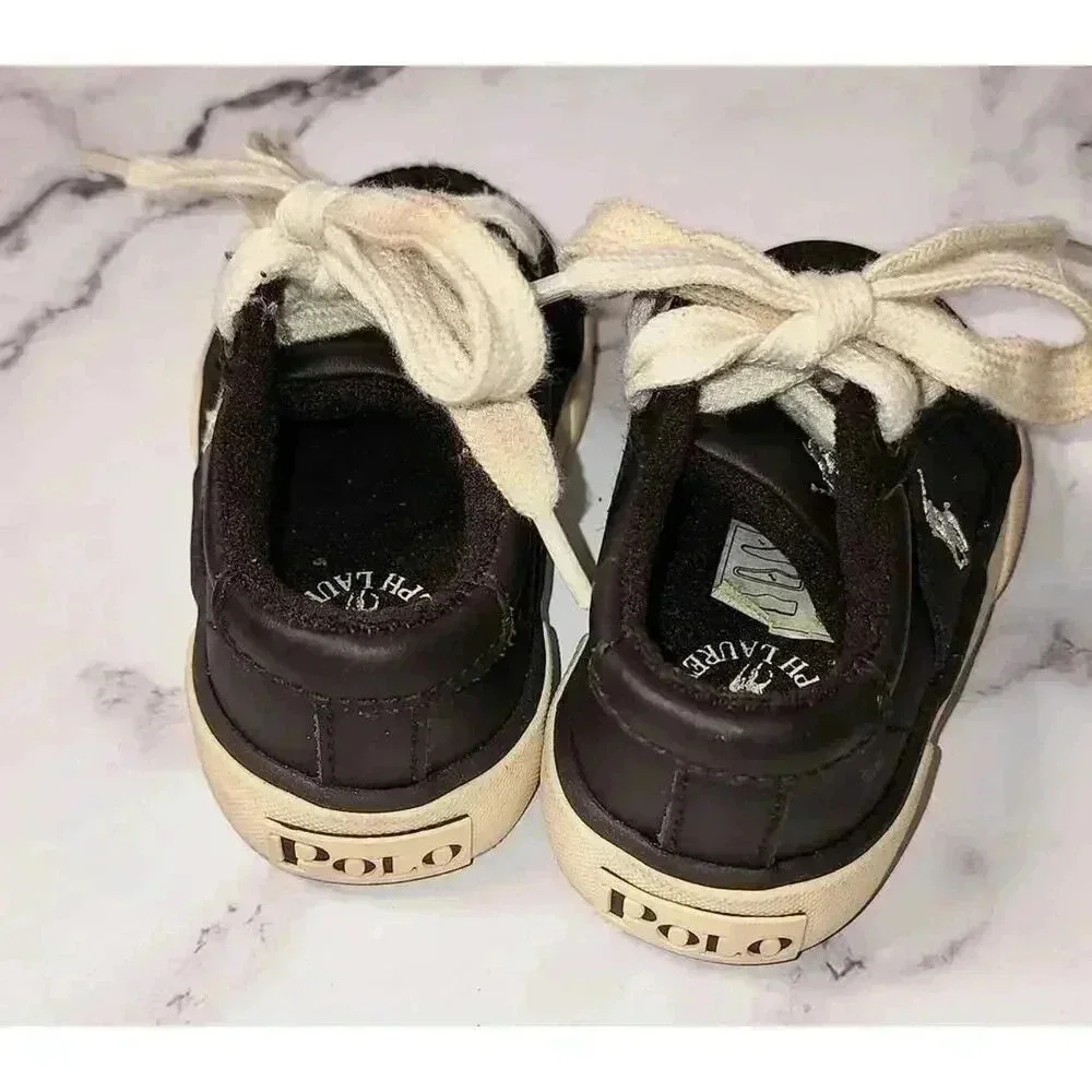 Toddler Boys Size 4 Polo Ralph Lauren Brown Leather Shoes